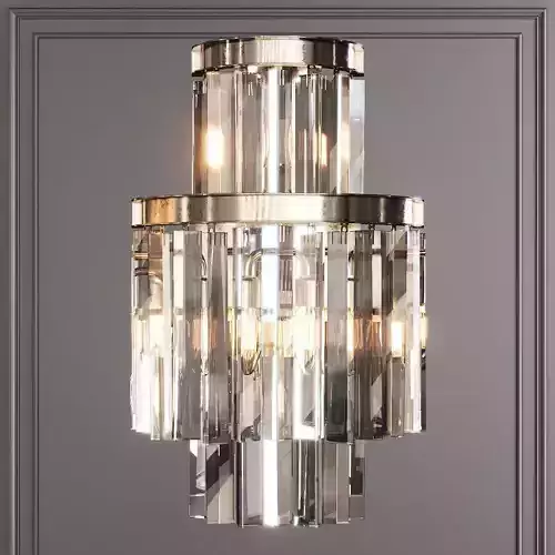 RH 1920S ODEON CLEAR GLASS FRINGE SCONCE 3-TIER Nickel
