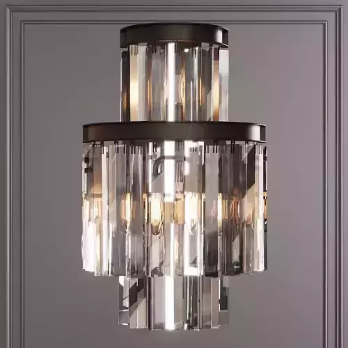 RH 1920S ODEON CLEAR GLASS FRINGE SCONCE 3-TIER Black