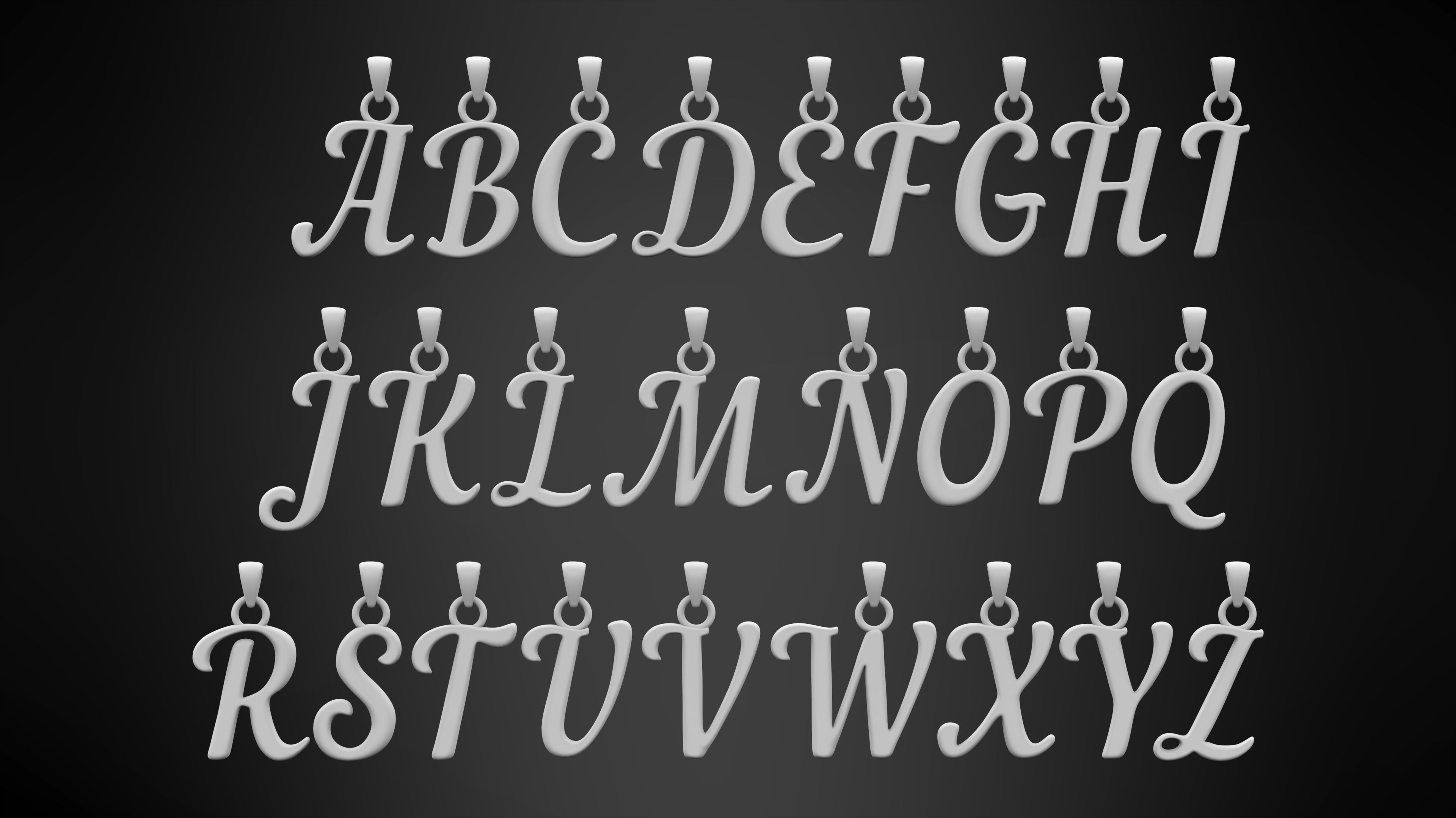 Nautilus Pompilius Font Alphabet Pendants 3D print model_5