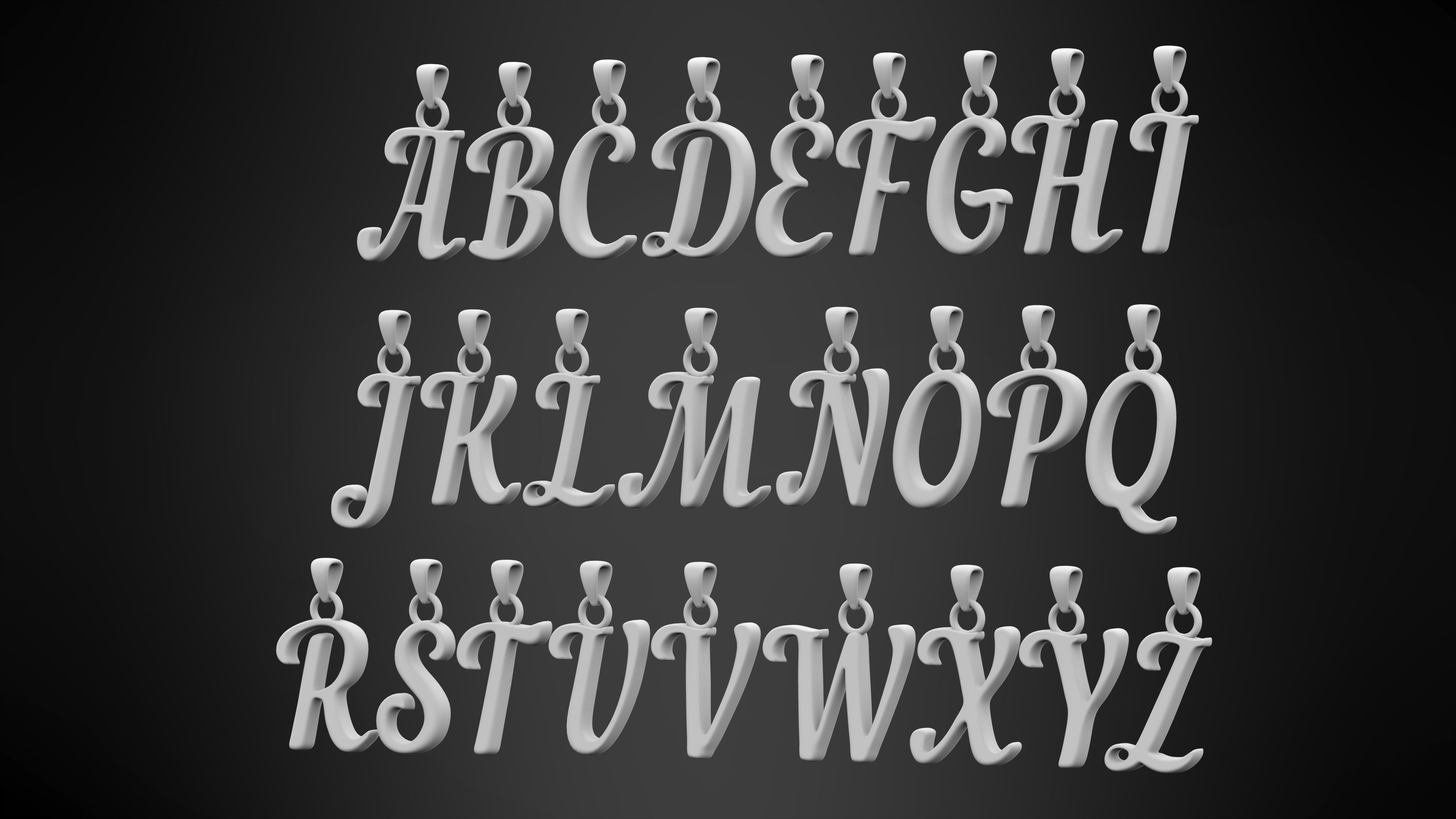 Nautilus Pompilius Font Alphabet Pendants 3D print model_4