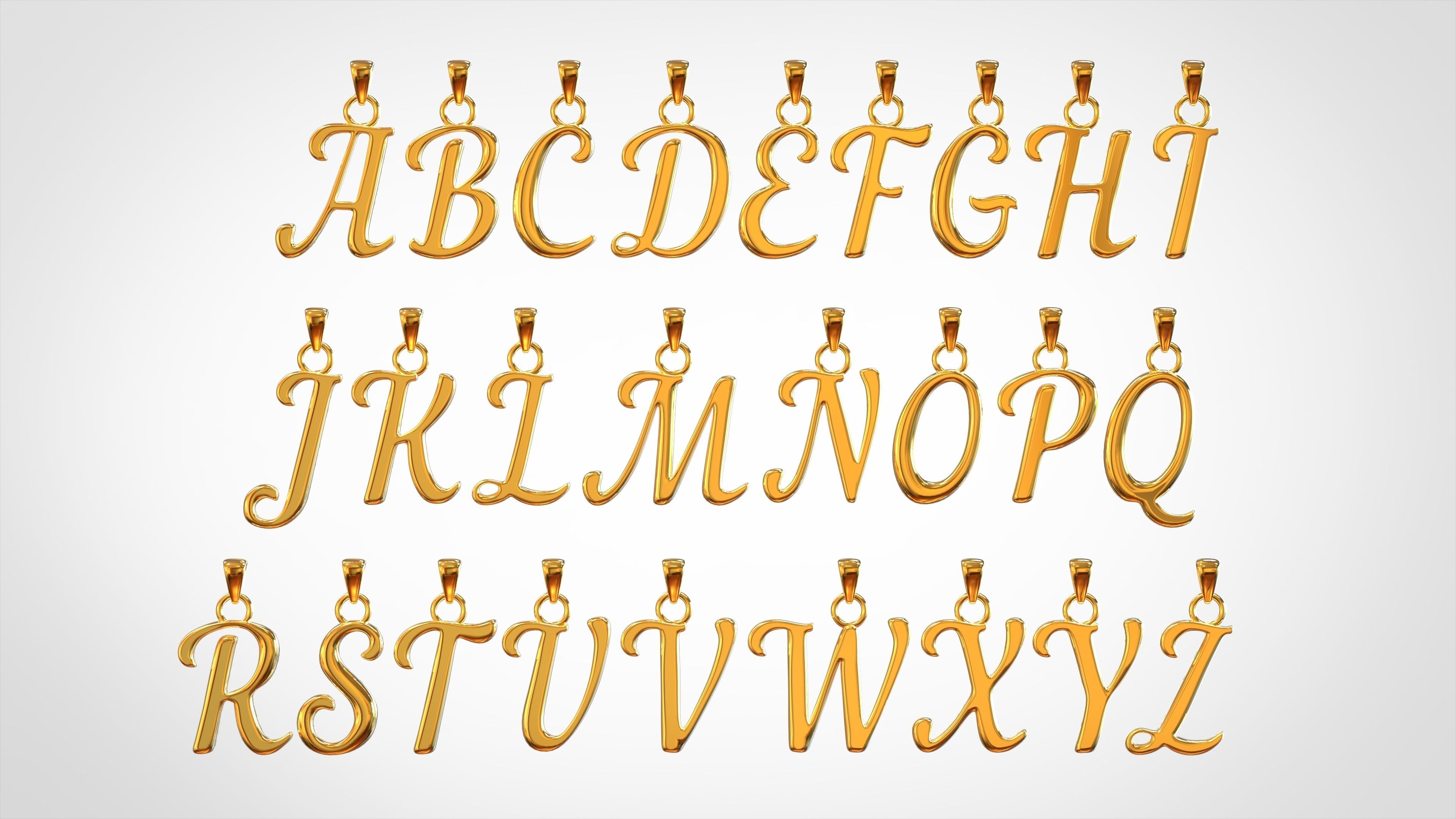 Nautilus Pompilius Font Alphabet Pendants 3D print model_1