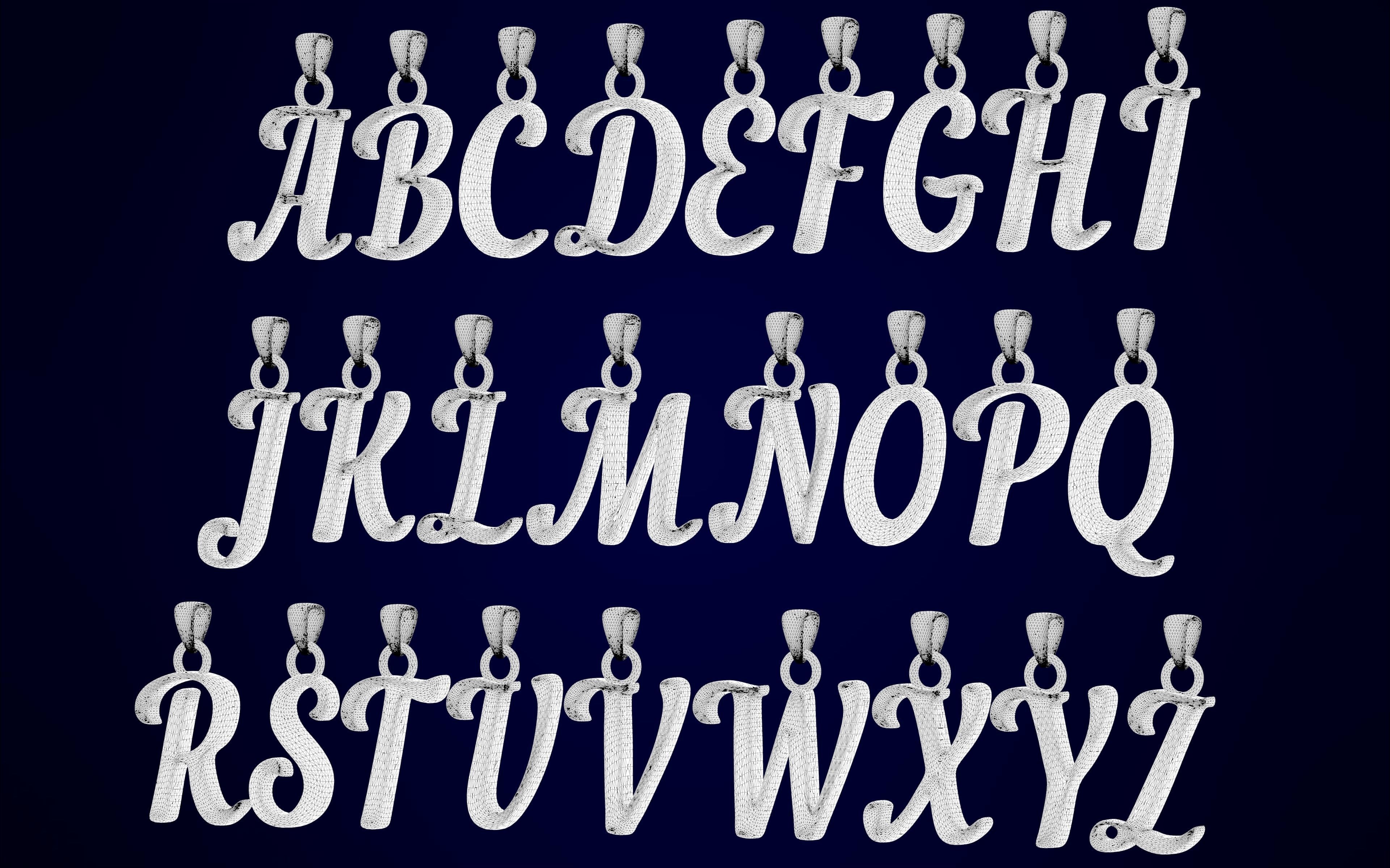 Nautilus Pompilius Font Alphabet Pendants 3D print model_8