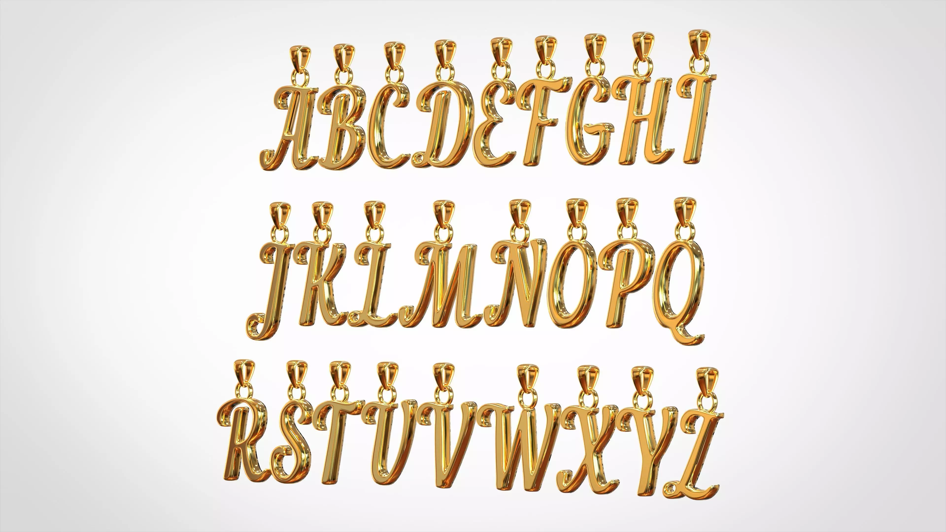Nautilus Pompilius Font Alphabet Pendants 3D print model_0