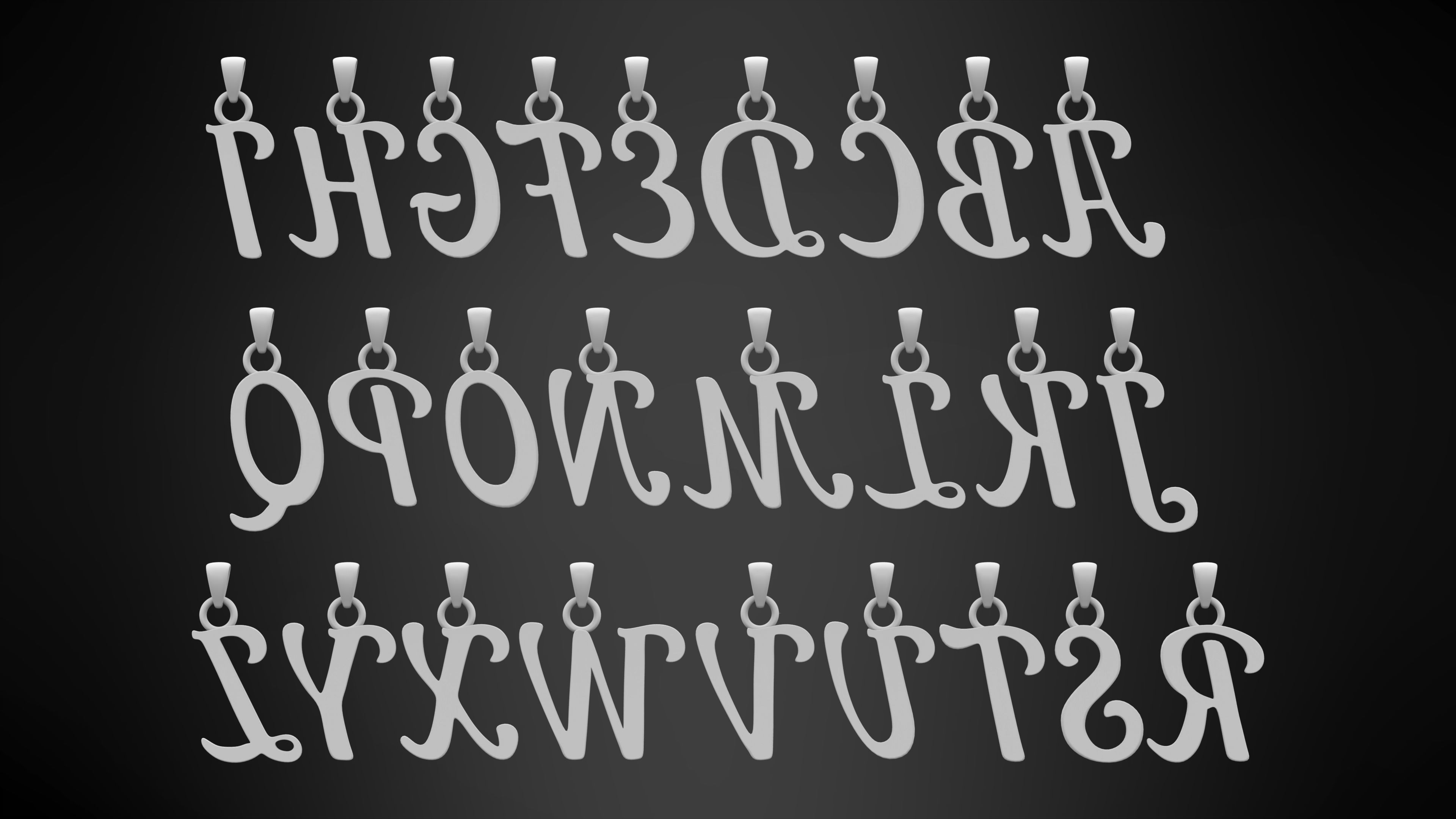 Nautilus Pompilius Font Alphabet Pendants 3D print model_7