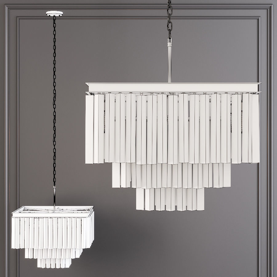 RH 1920S ODEON CLEAR GLASS FRINGE SQUARE 3-TIER Black 3D model_1