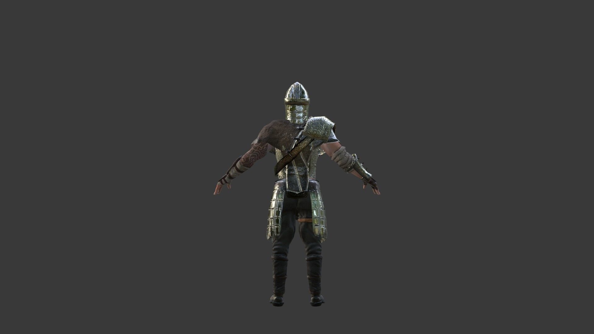 Barbarian Warrior Low-poly 3D model_22