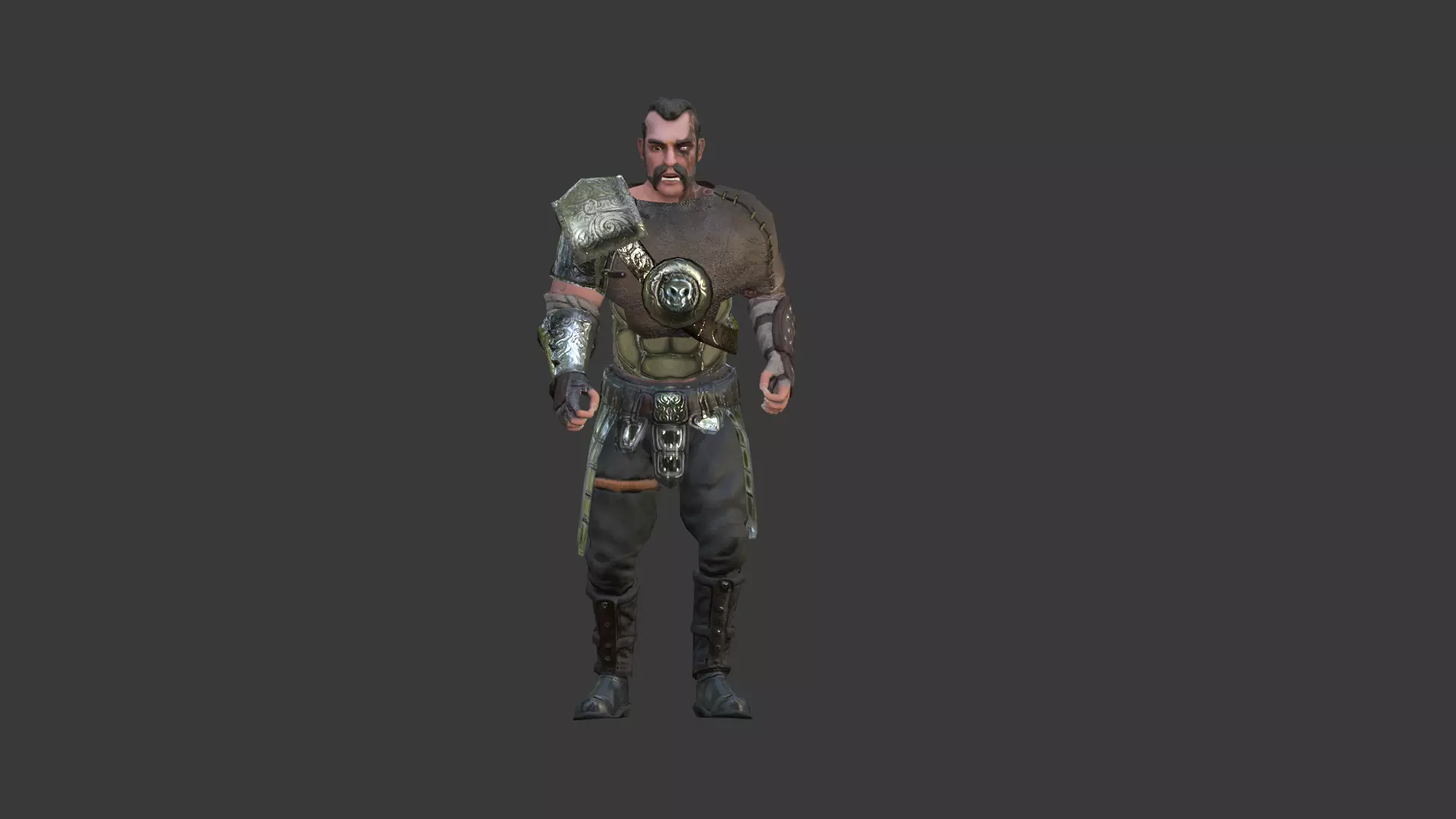 Barbarian Warrior Low-poly 3D model_8