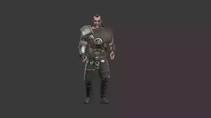 Barbarian Warrior Low-poly 3D model