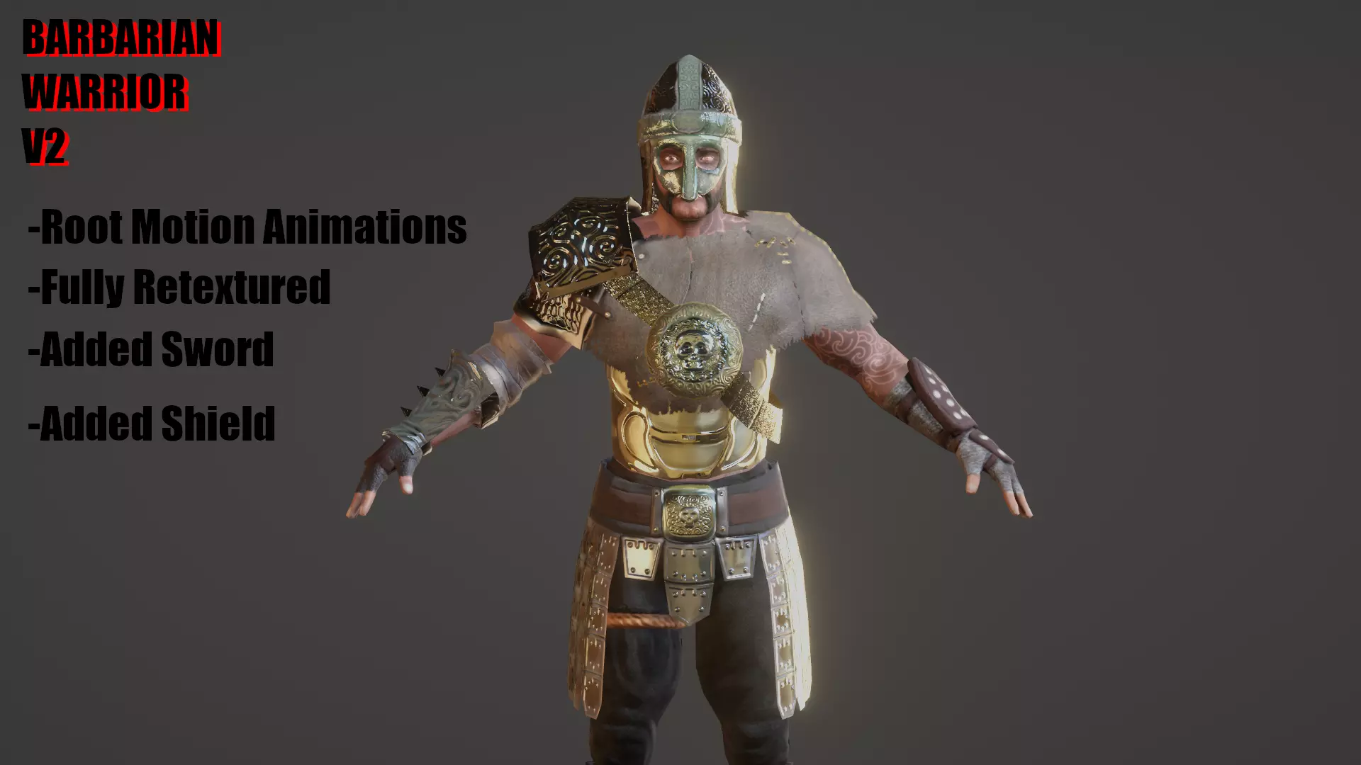 Barbarian Warrior Low-poly 3D model_6