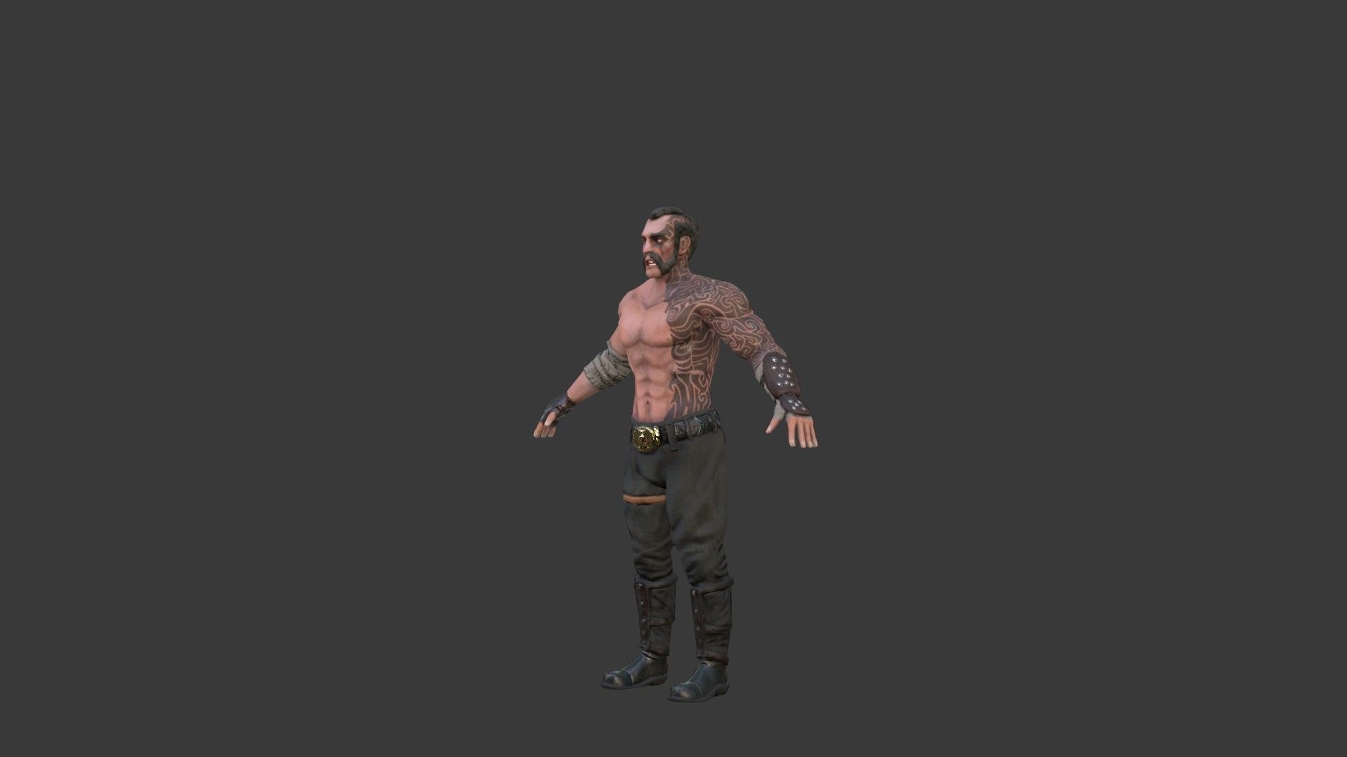 Barbarian Warrior Low-poly 3D model_35