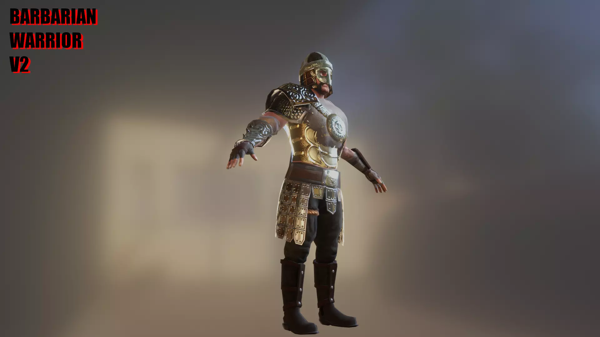 Barbarian Warrior Low-poly 3D model_0