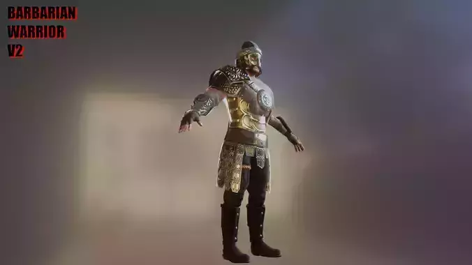 Barbarian Warrior Low-poly 3D model