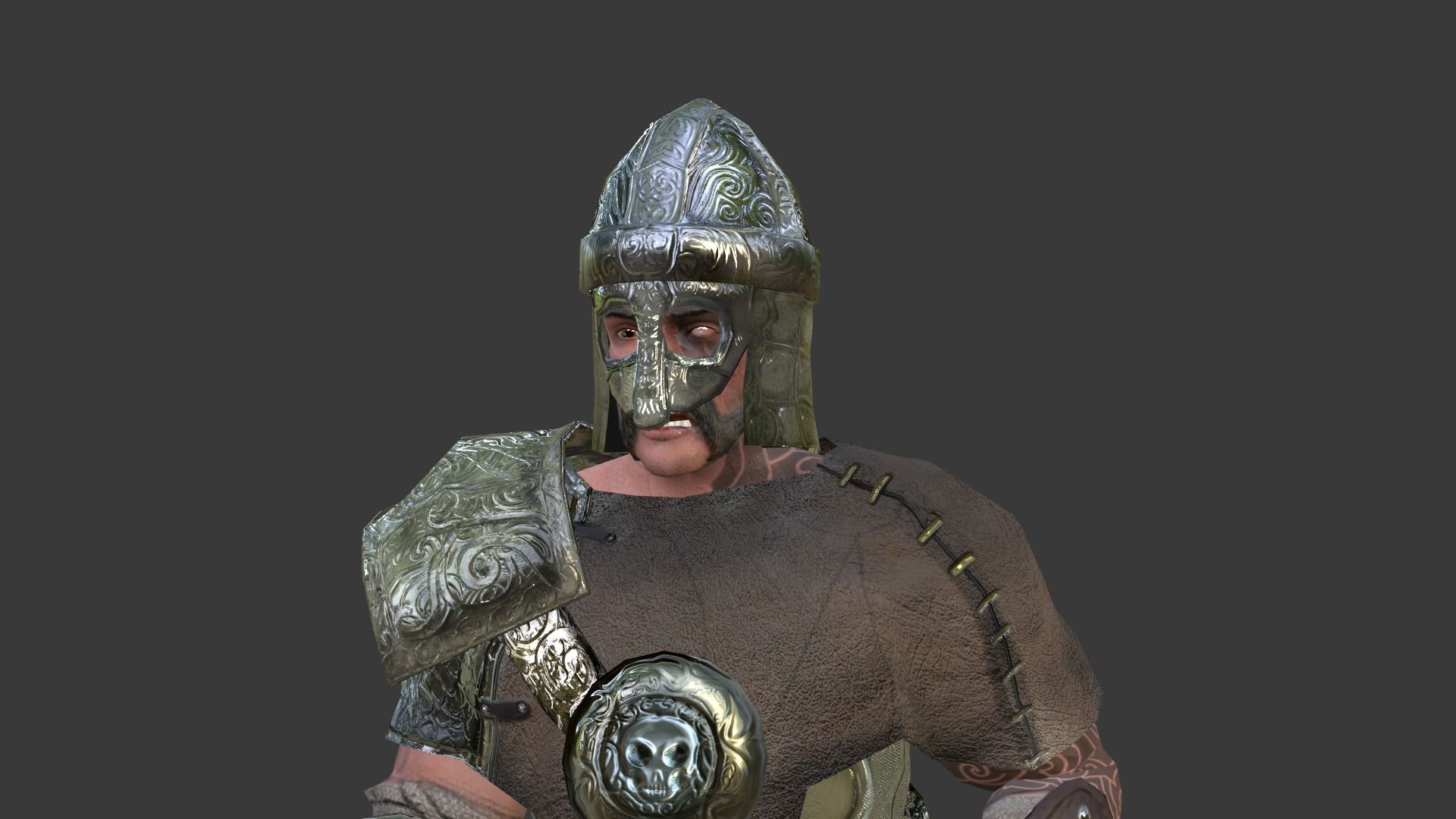 Barbarian Warrior Low-poly 3D model_16