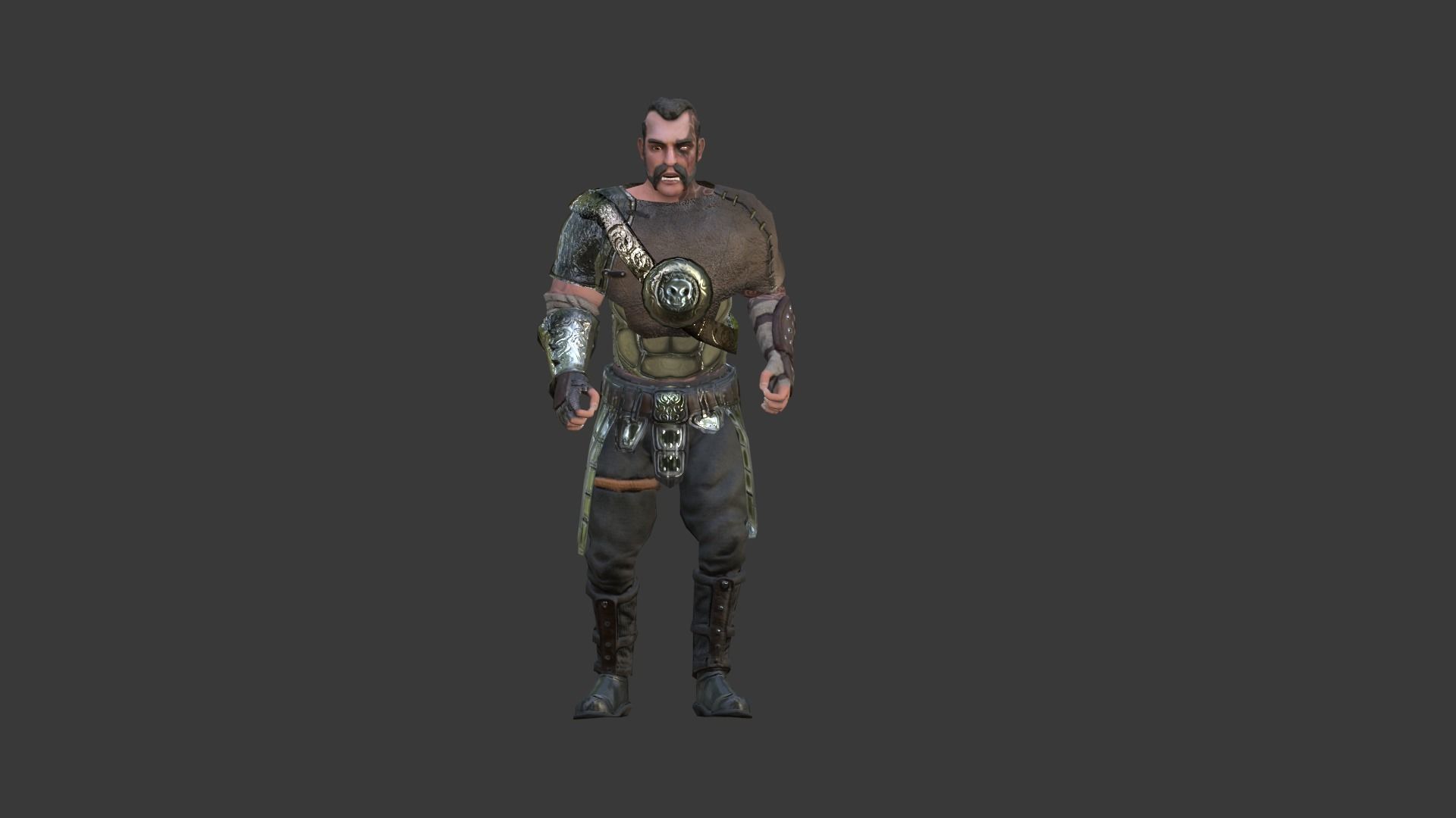 Barbarian Warrior Low-poly 3D model_9