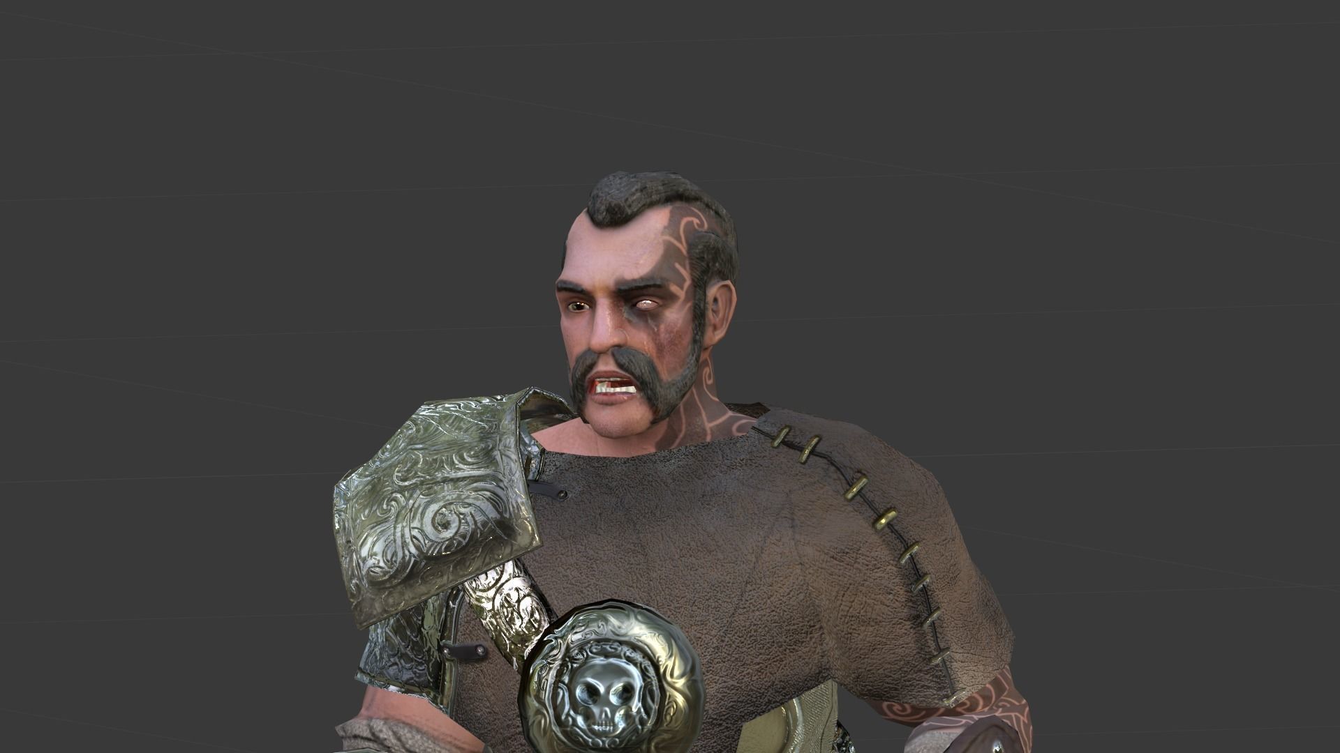 Barbarian Warrior Low-poly 3D model_17