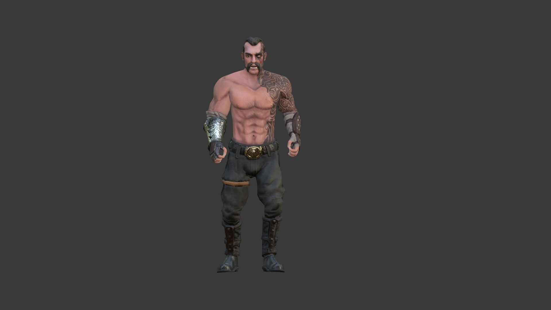 Barbarian Warrior Low-poly 3D model_14