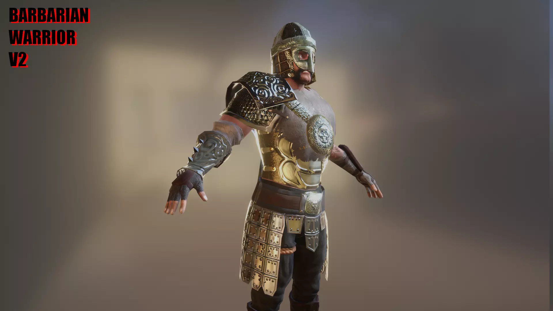 Barbarian Warrior Low-poly 3D model_4