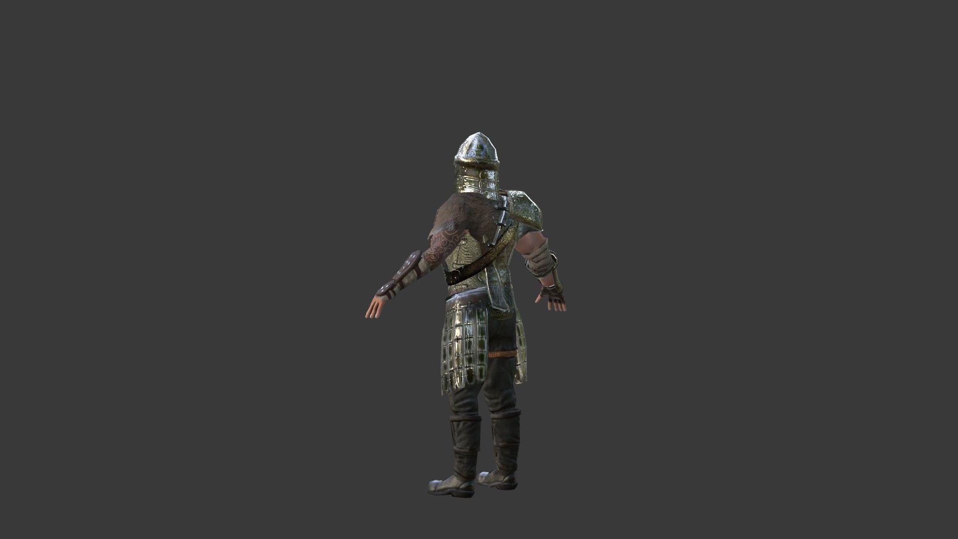 Barbarian Warrior Low-poly 3D model_21