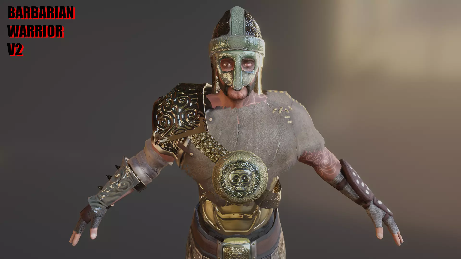 Barbarian Warrior Low-poly 3D model_5