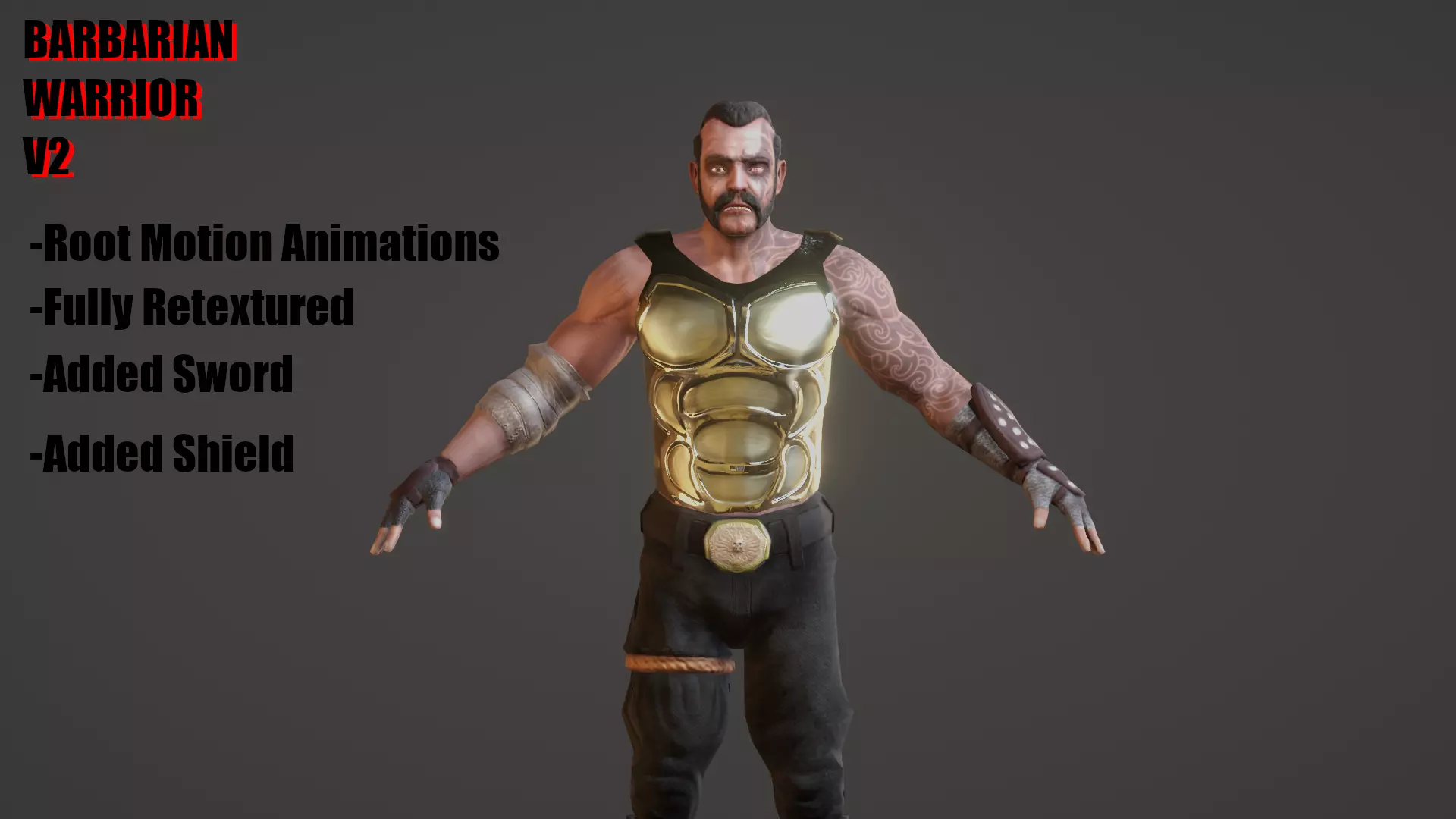 Barbarian Warrior Low-poly 3D model_7