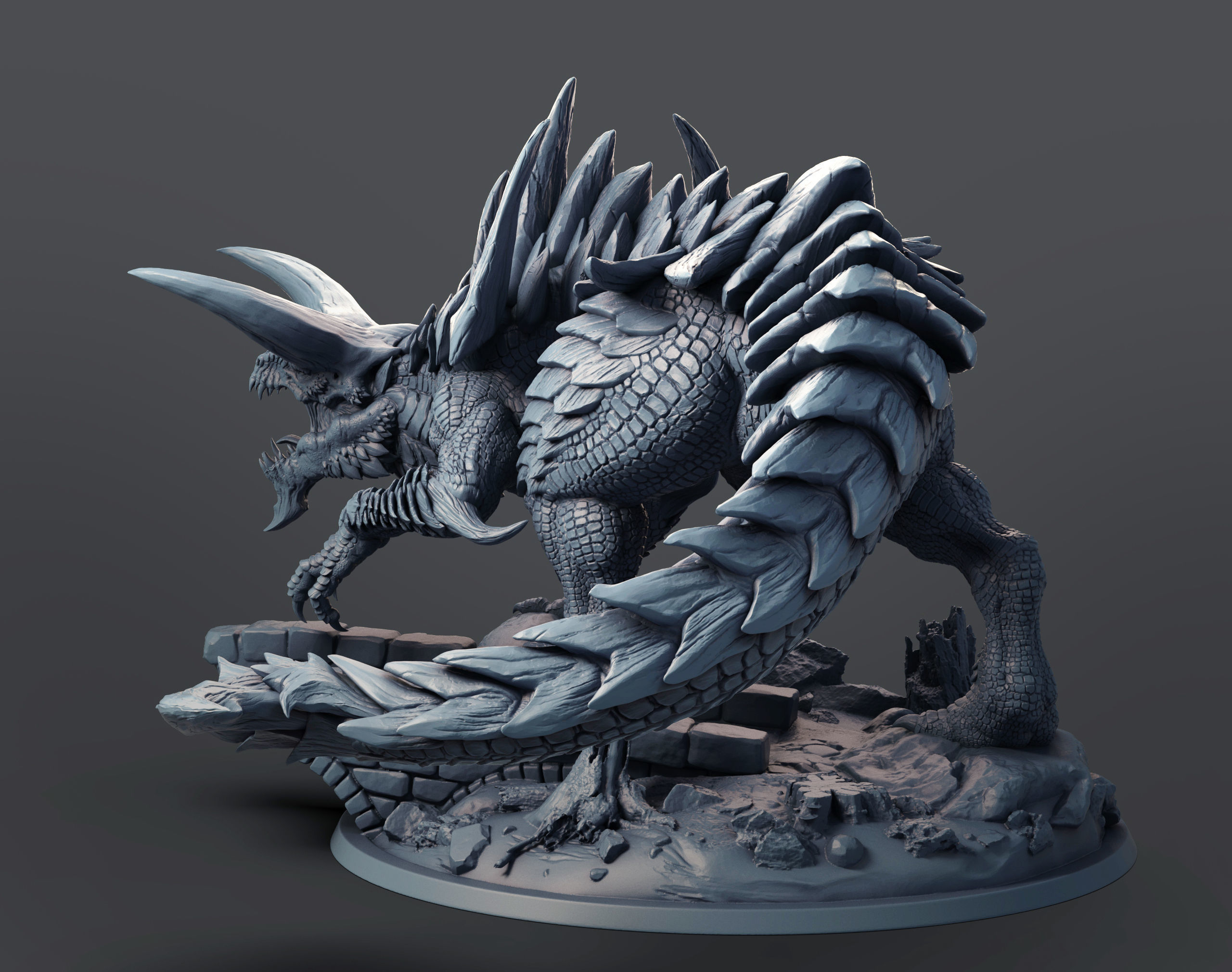Tarasque dinosaur 3D print model_3