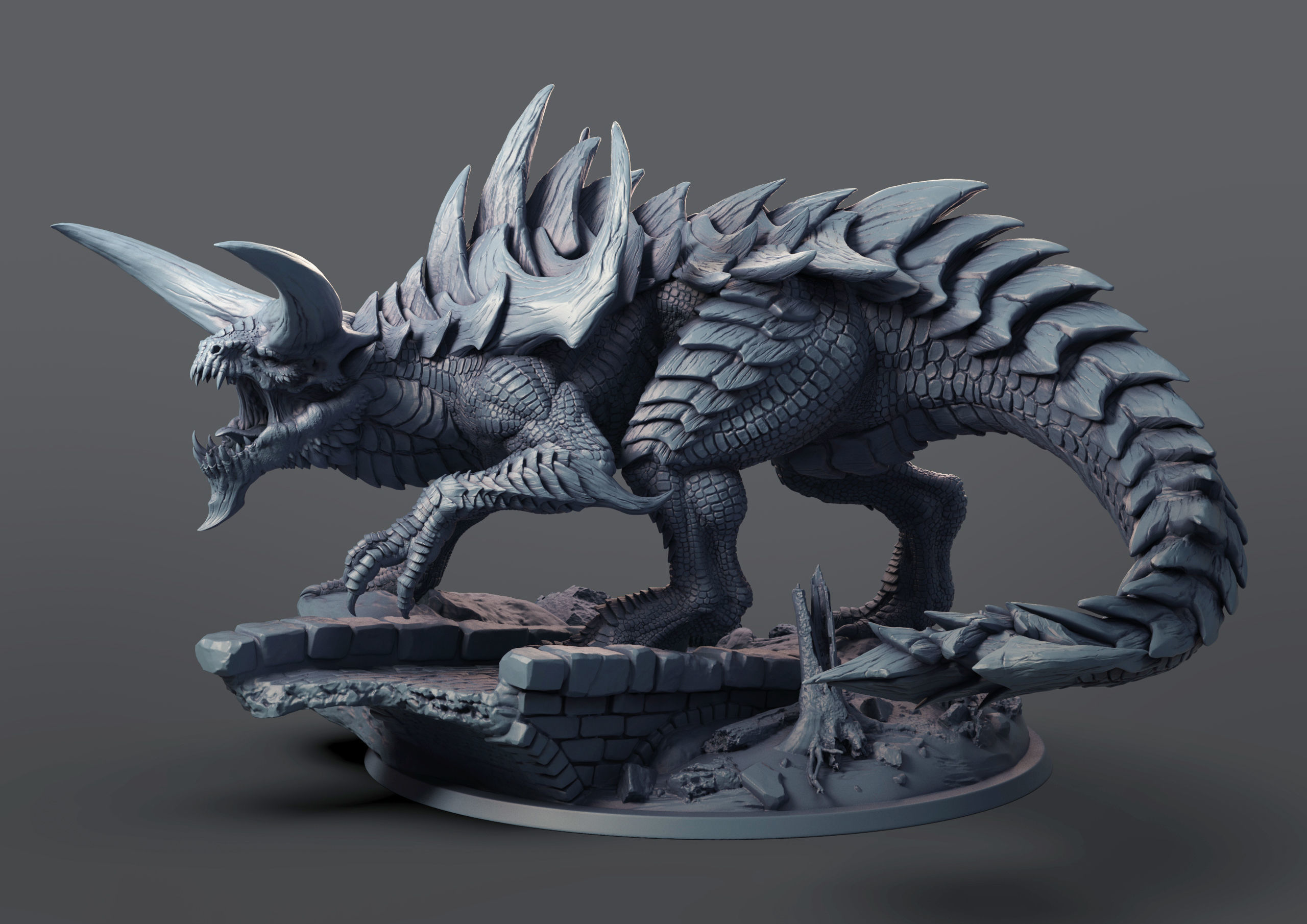 Tarasque dinosaur 3D print model_2