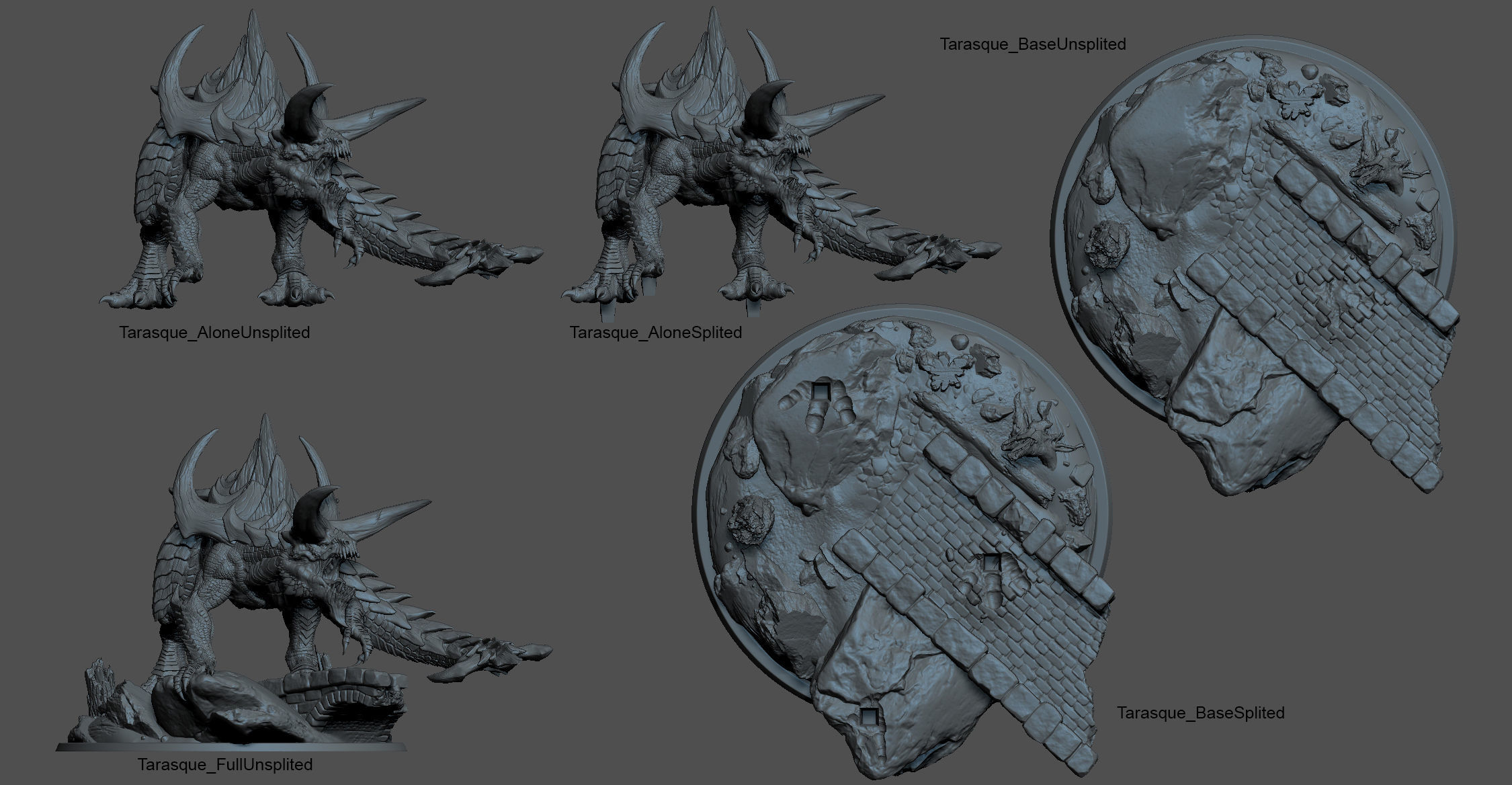 Tarasque dinosaur 3D print model_4