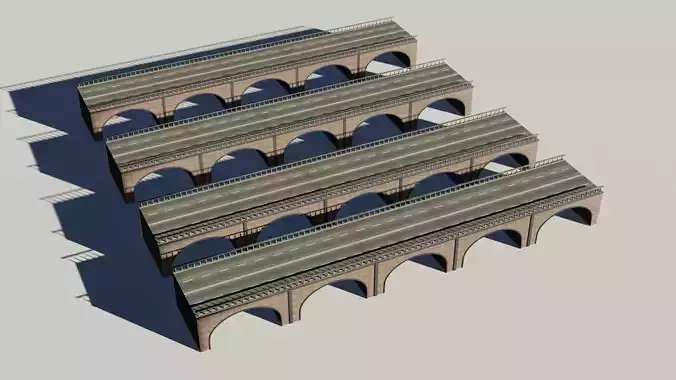 3D model low poly bridge adapted for videogames 4 lod Low-poly 3D model