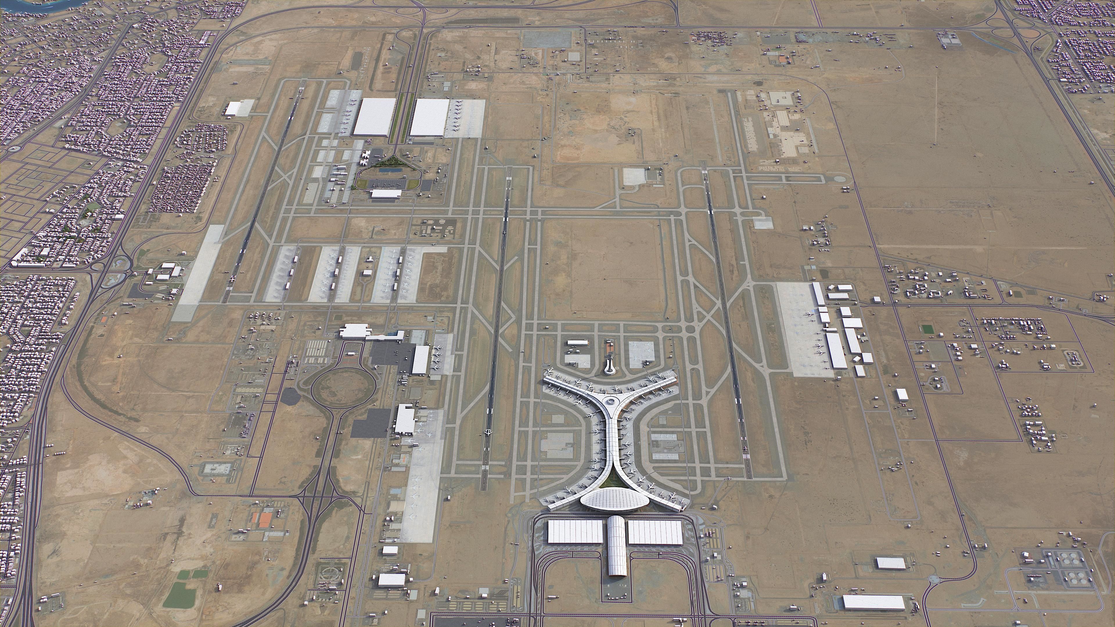 Jeddah - King Abdulaziz Airport Low-poly 3D model_1