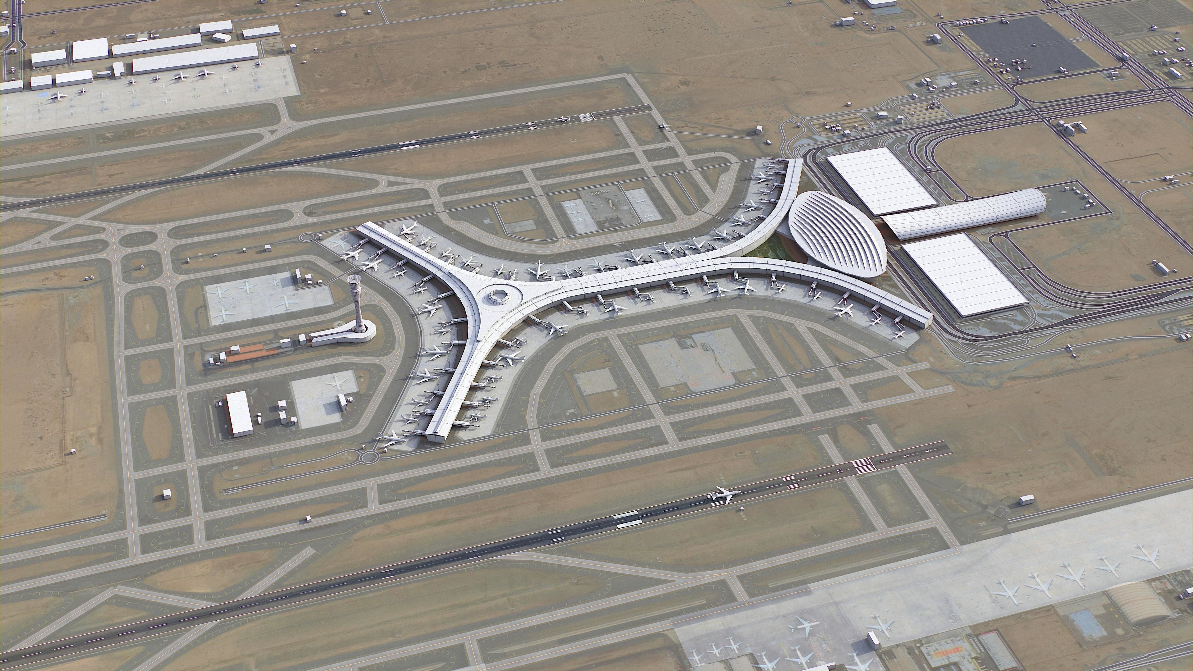 Jeddah - King Abdulaziz Airport Low-poly 3D model_3