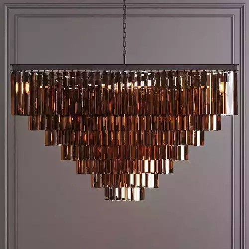 RH 1920S ODEON SMOKE GLASS FRINGE SQUARE  7-TIER Black