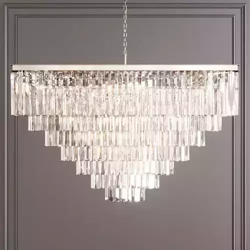 RH 1920S ODEON CLEAR GLASS FRINGE SQUARE 7-TIER Nickel