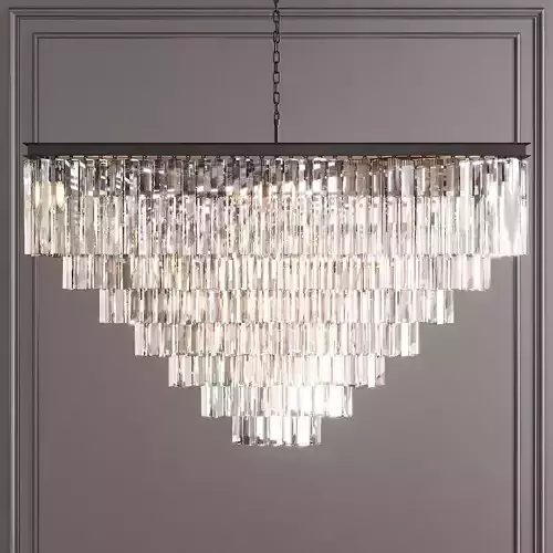 RH 1920S ODEON CLEAR GLASS FRINGE SQUARE 7-TIER Black