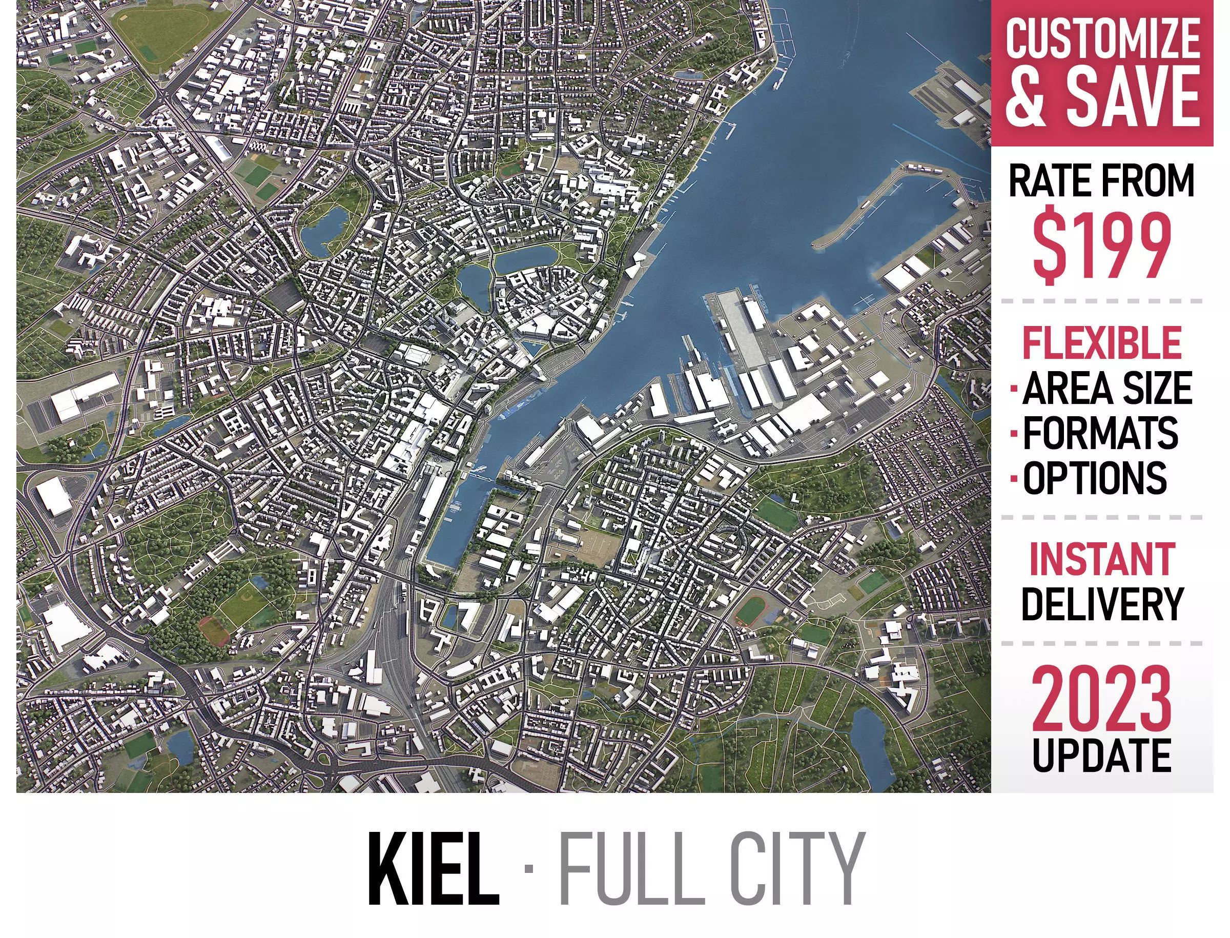 Kiel - 3D City Model Low-poly 3D model_0