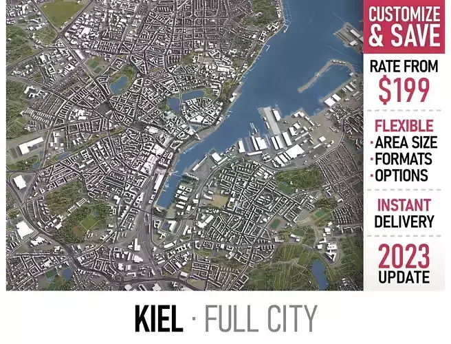 Kiel - 3D City Model Low-poly 3D model