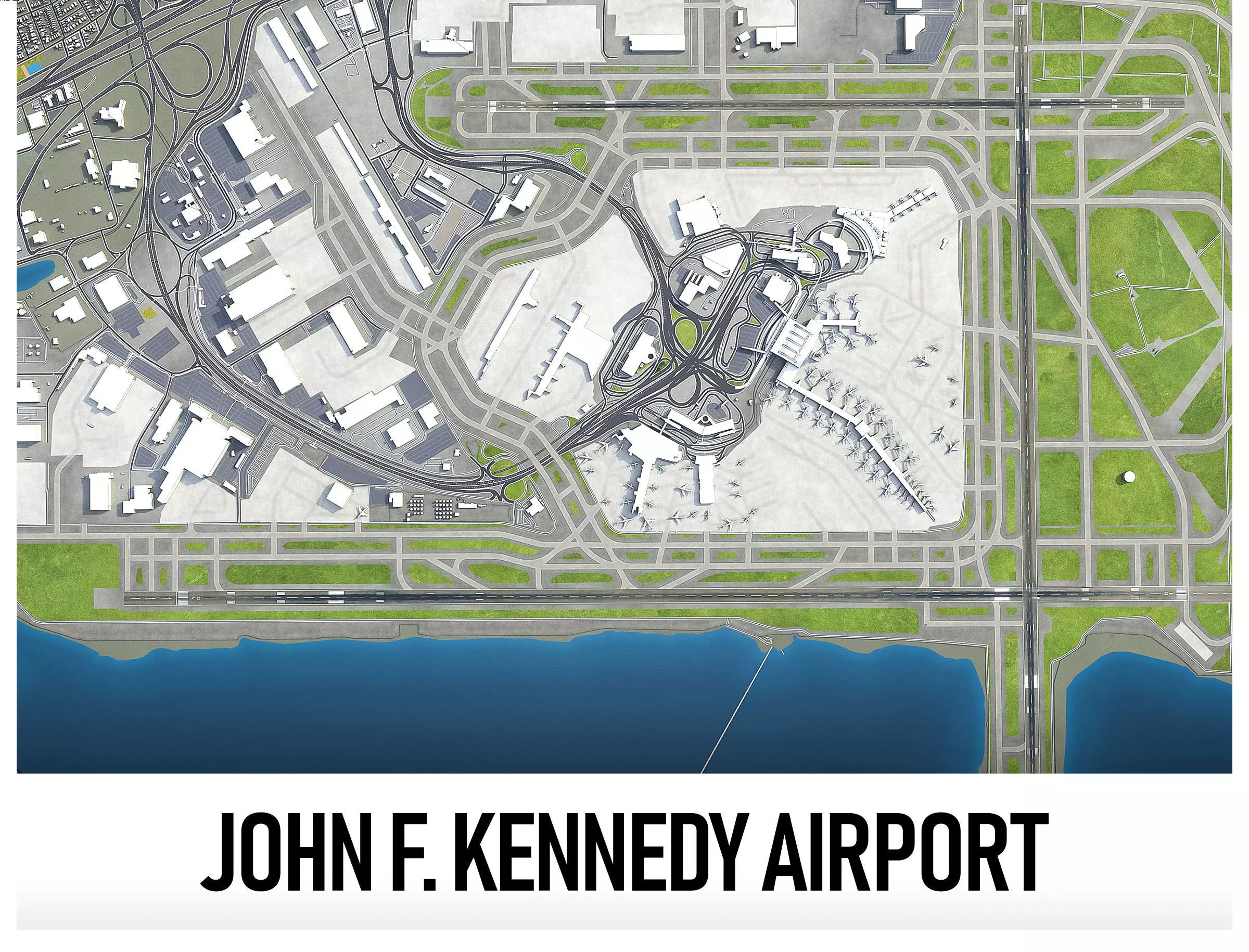 John F Kennedy International Airport - JFK Low-poly 3D model_0