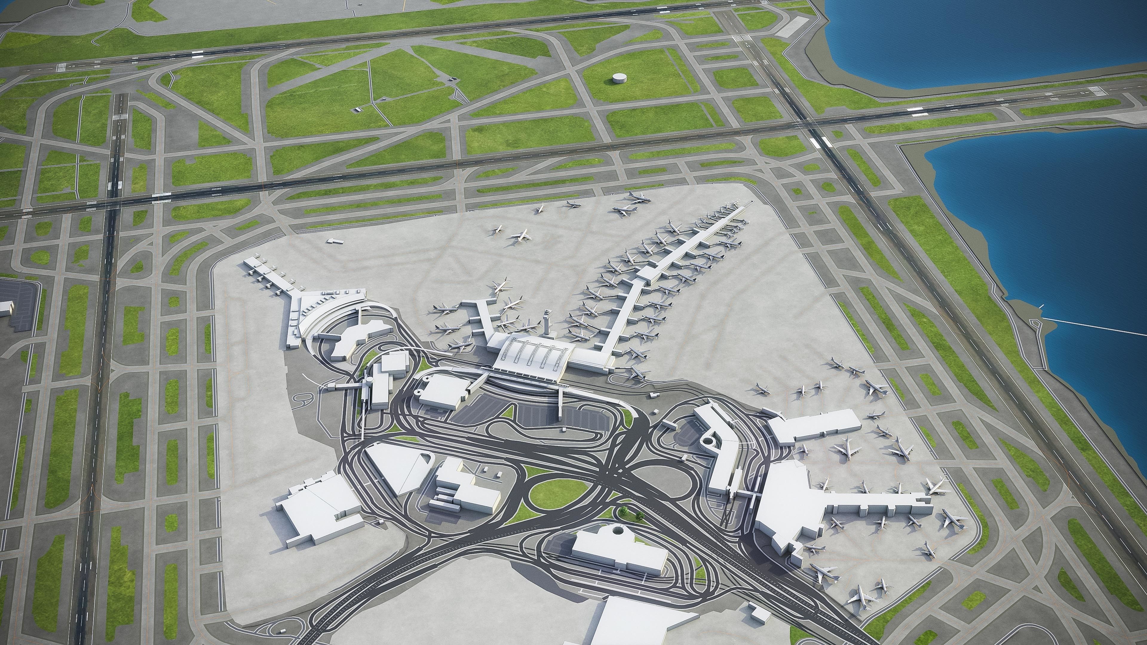 John F Kennedy International Airport - JFK Low-poly 3D model_7