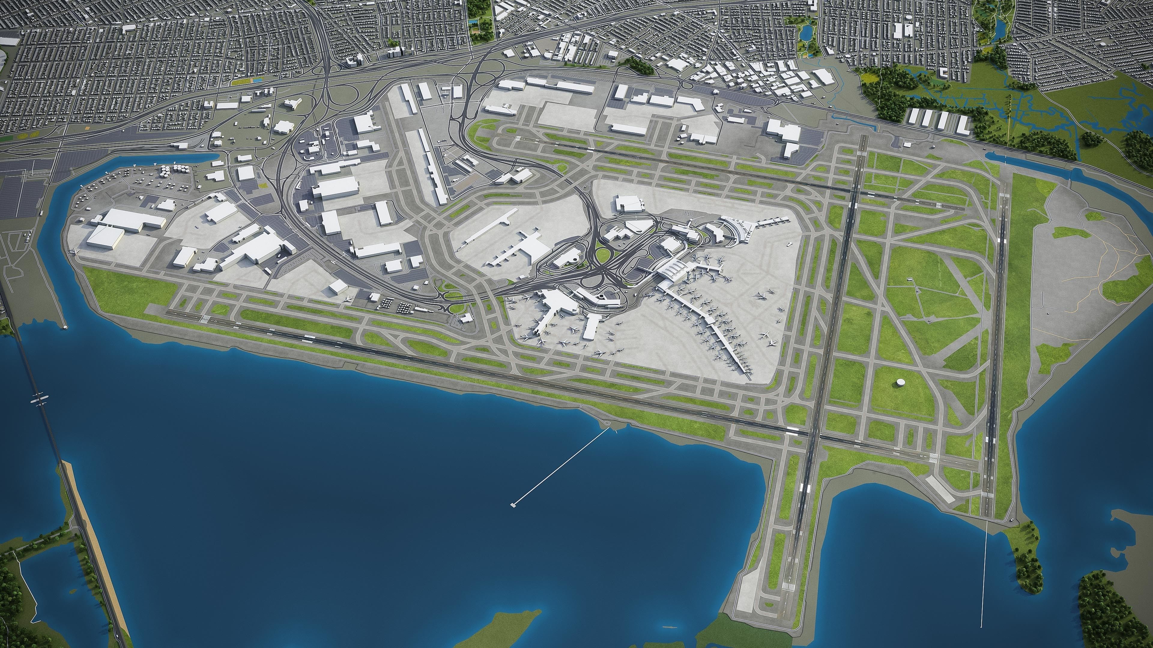John F Kennedy International Airport - JFK Low-poly 3D model_1