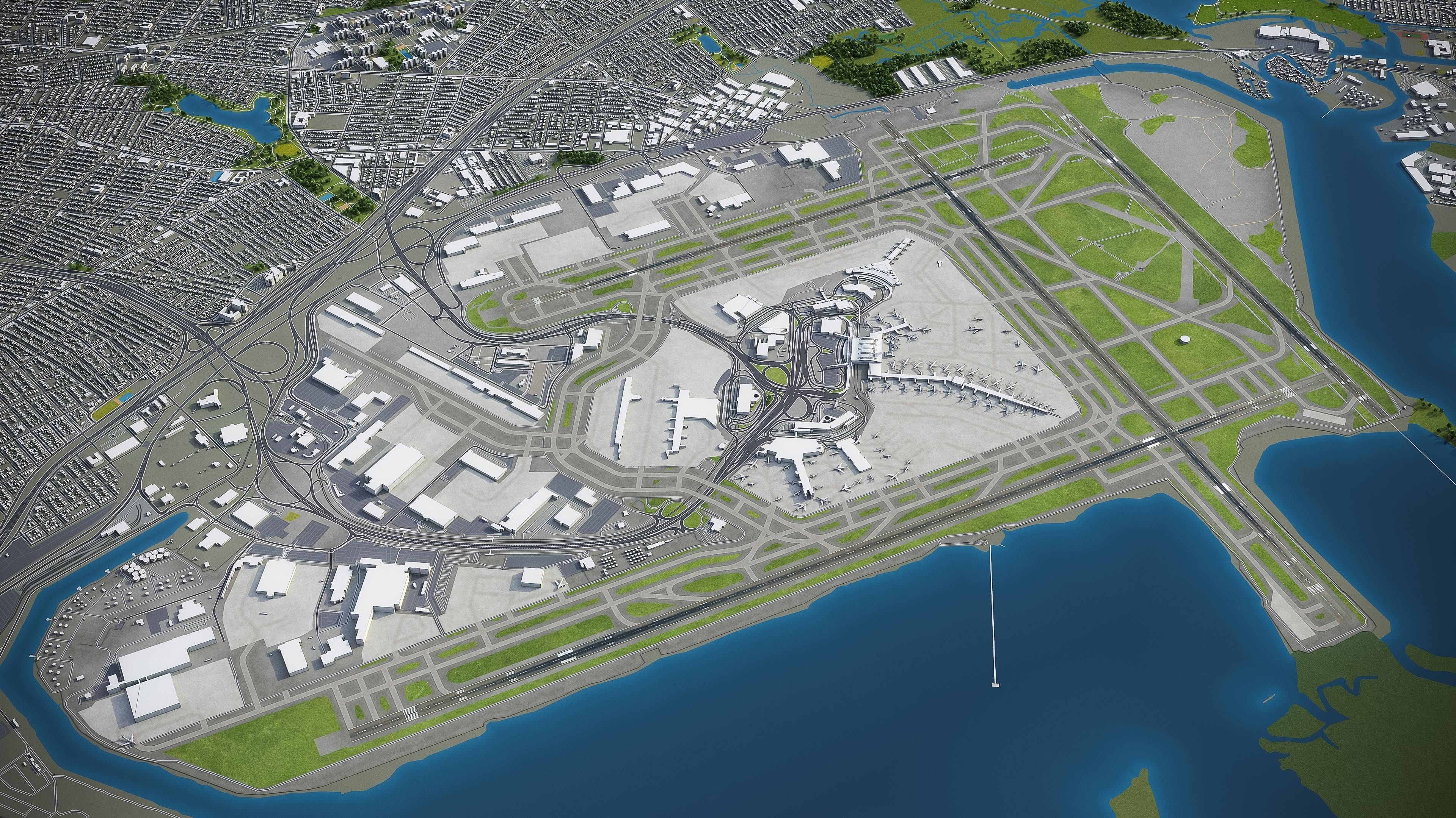 John F Kennedy International Airport - JFK Low-poly 3D model_2
