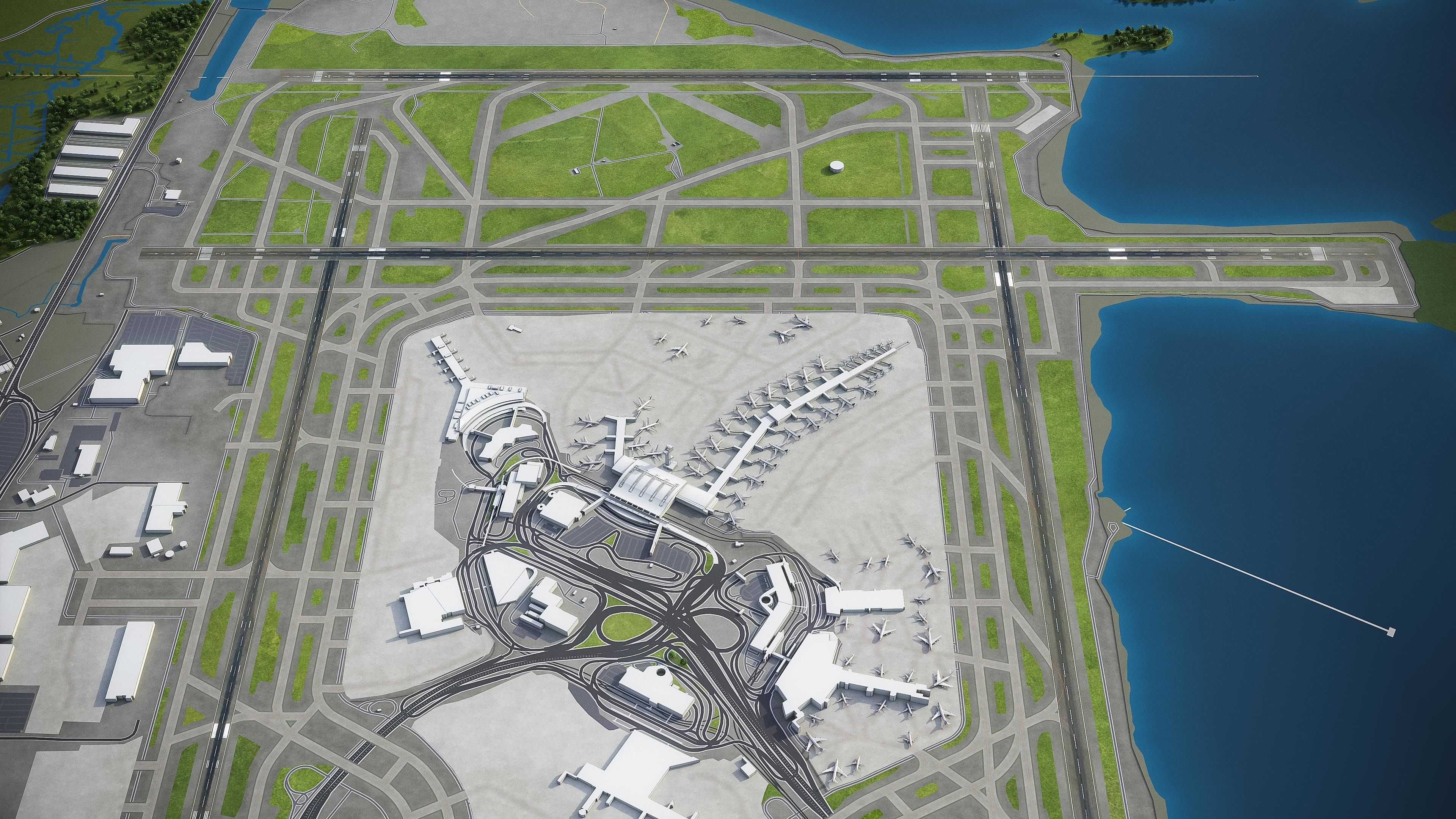 John F Kennedy International Airport - JFK Low-poly 3D model_3