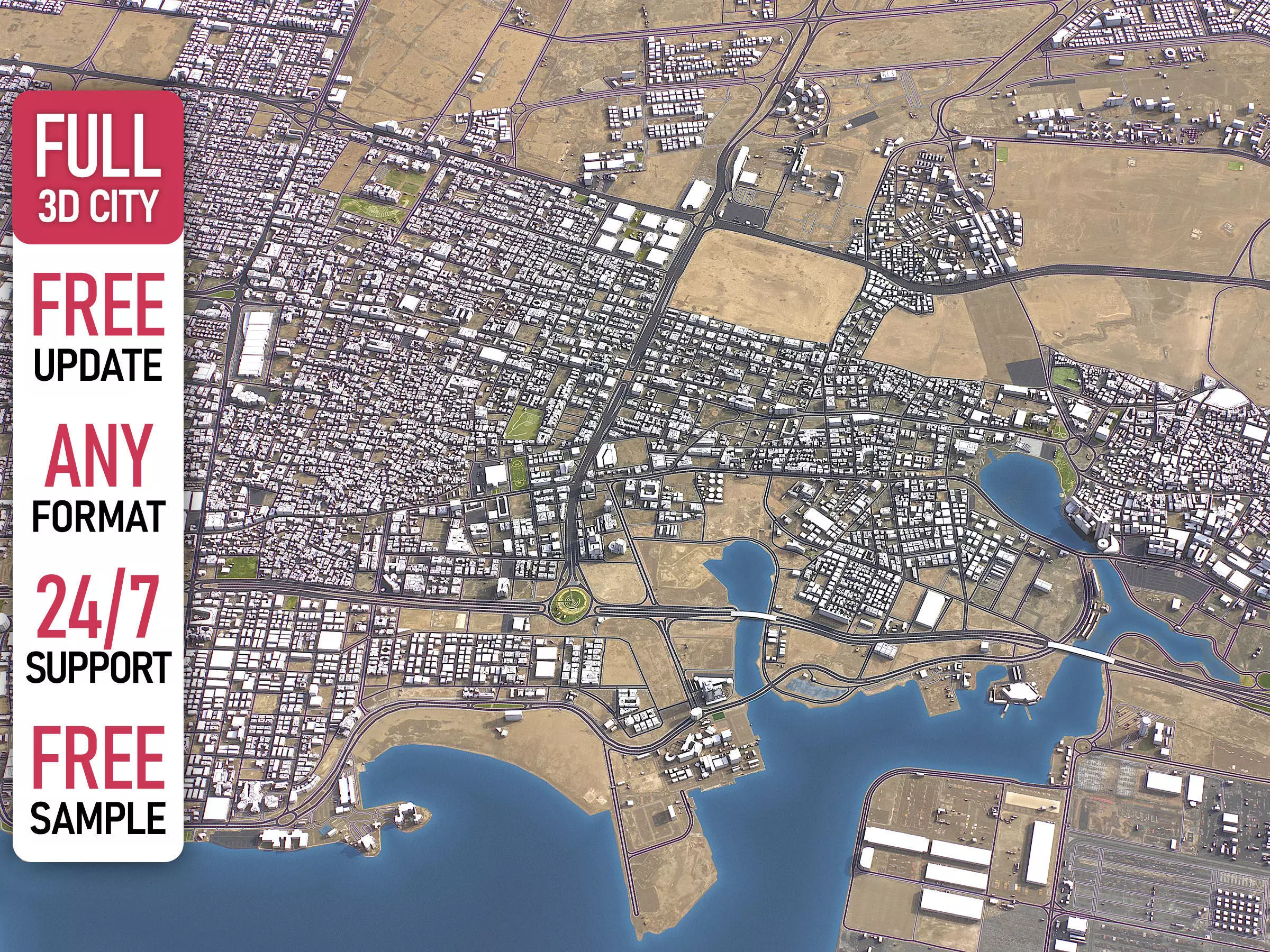 Jeddah - 3D City Model Low-poly 3D model_0