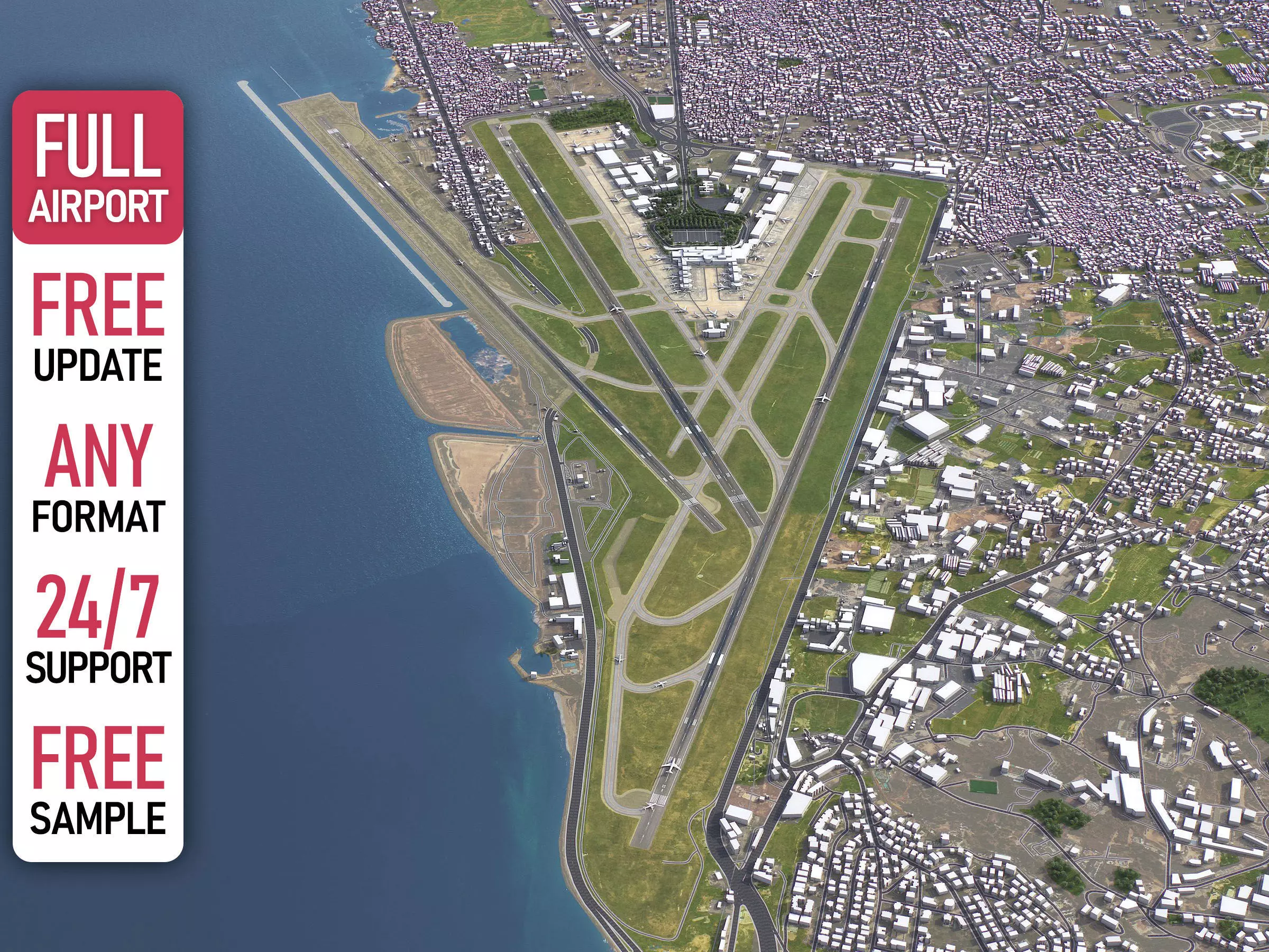 Beirut - Rafic Hariri 3D Airport Low-poly 3D model_0