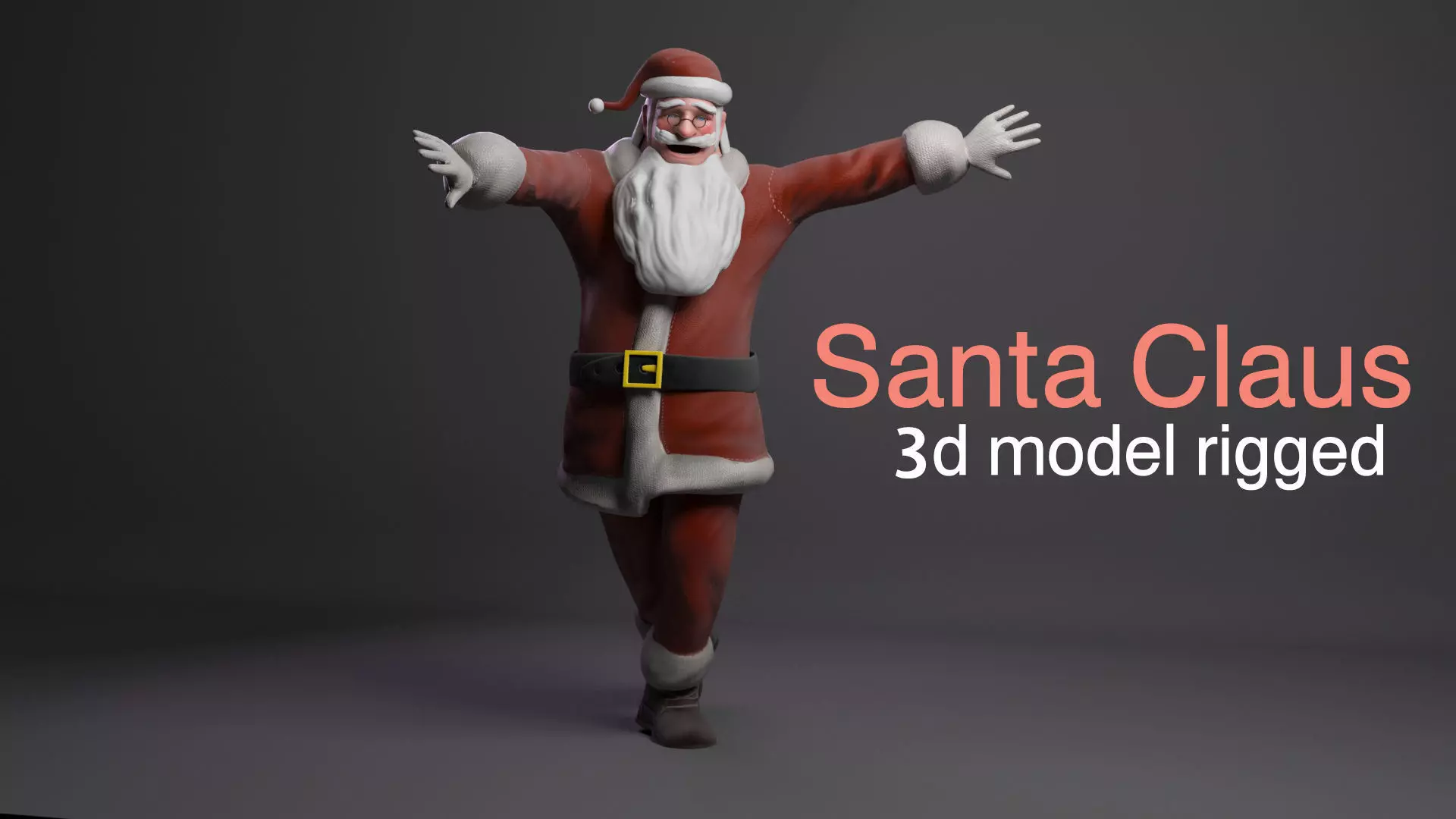 Santa Claus rigged  Low-poly 3D model_0
