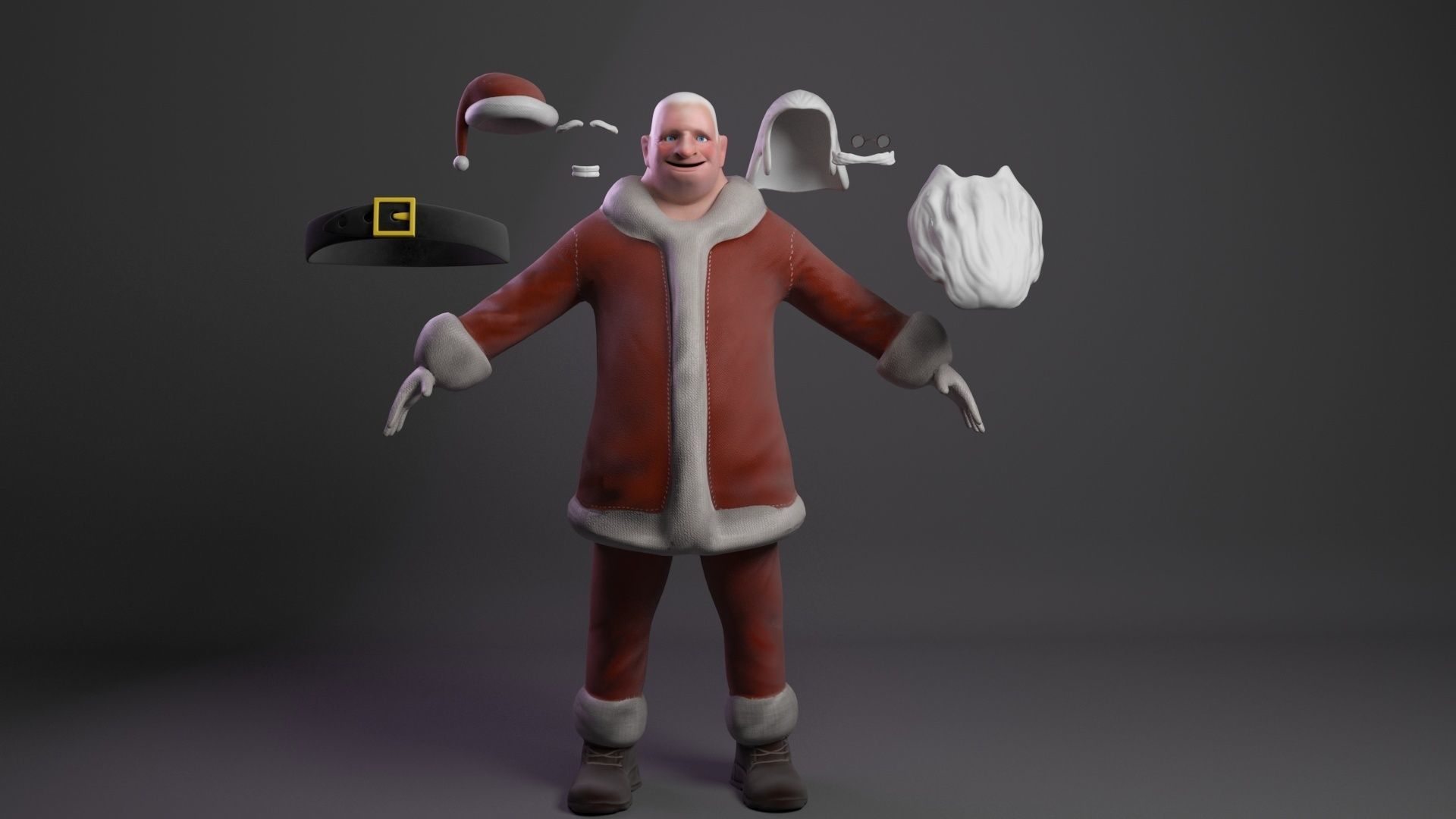Santa Claus rigged  Low-poly 3D model_3