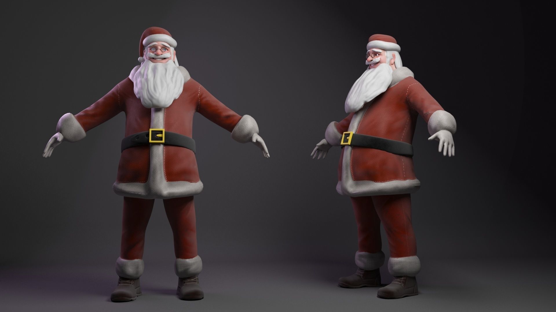 Santa Claus rigged  Low-poly 3D model_1