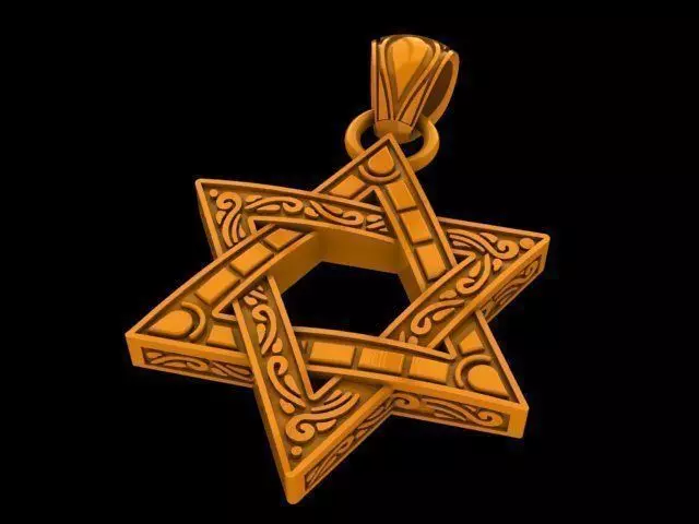 Star of David with ornament 3D print model_0