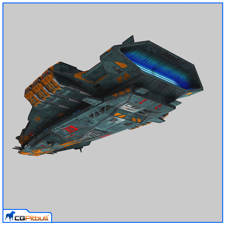 LowPoly StarShip Cruiser V2 Low-poly 3D model_4