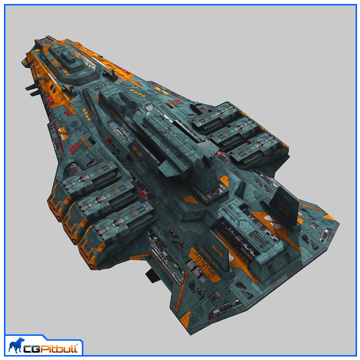 LowPoly StarShip Cruiser V2 Low-poly 3D model_1