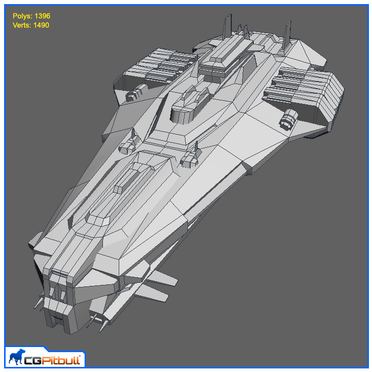 LowPoly StarShip Cruiser V2 Low-poly 3D model_5