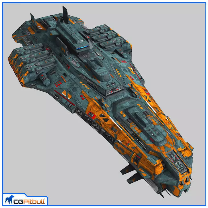 LowPoly StarShip Cruiser V2 Low-poly 3D model_0